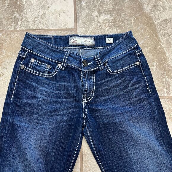 BKE Culture Cropped Jeans with Rhinestone and Embroidered Pockets Size 26 x 25 - Picture 7 of 13